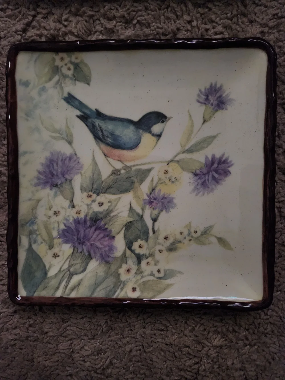 Bird Plates Summerset Song 7” Square Stoneware by Susan Winget Set of 4